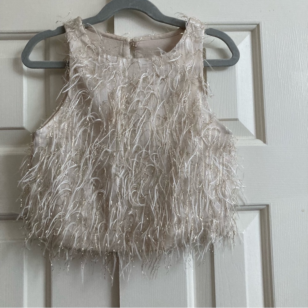Zara Cream Feathered Kids Blouse